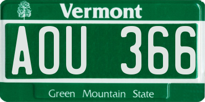 VT license plate AOU366