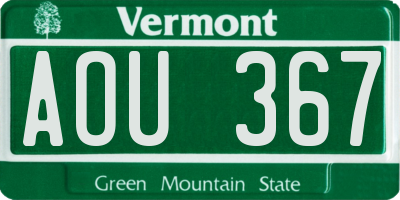 VT license plate AOU367
