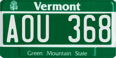 VT license plate AOU368