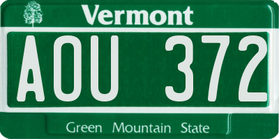VT license plate AOU372