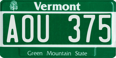 VT license plate AOU375