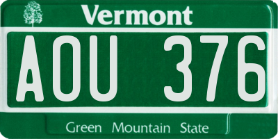 VT license plate AOU376