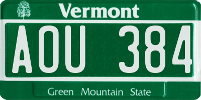 VT license plate AOU384