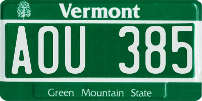 VT license plate AOU385