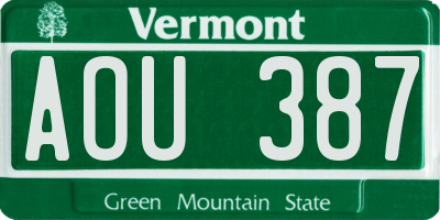 VT license plate AOU387