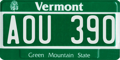 VT license plate AOU390