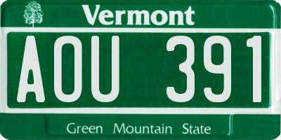 VT license plate AOU391