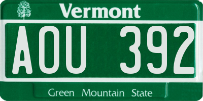 VT license plate AOU392