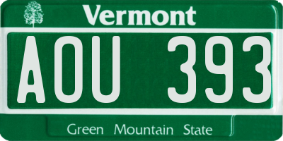 VT license plate AOU393