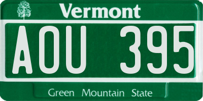 VT license plate AOU395
