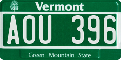 VT license plate AOU396