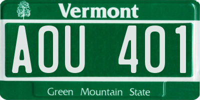 VT license plate AOU401