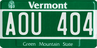 VT license plate AOU404