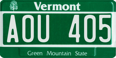 VT license plate AOU405
