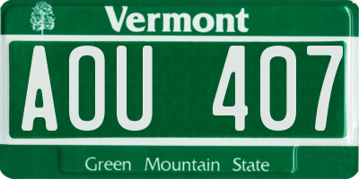 VT license plate AOU407