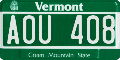 VT license plate AOU408