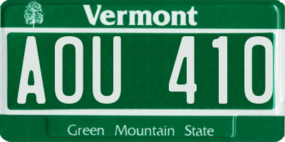 VT license plate AOU410