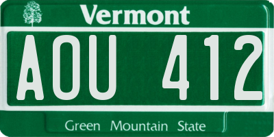 VT license plate AOU412