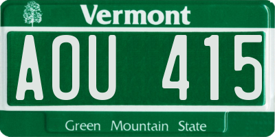 VT license plate AOU415