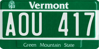 VT license plate AOU417