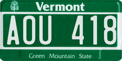 VT license plate AOU418