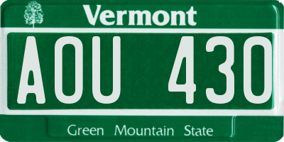 VT license plate AOU430