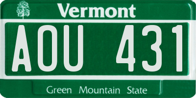 VT license plate AOU431