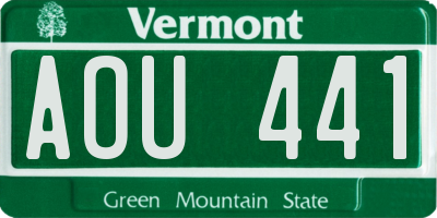 VT license plate AOU441