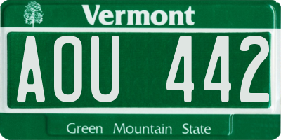 VT license plate AOU442