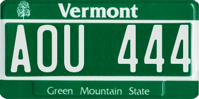 VT license plate AOU444