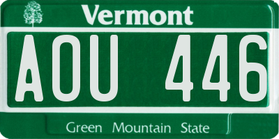 VT license plate AOU446