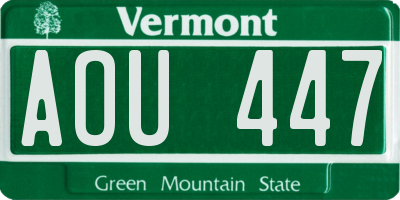 VT license plate AOU447