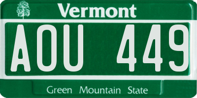 VT license plate AOU449
