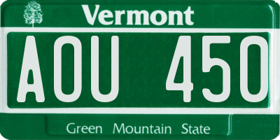 VT license plate AOU450