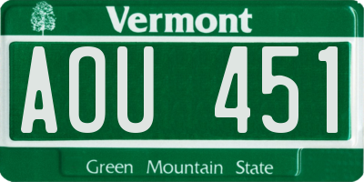 VT license plate AOU451