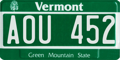 VT license plate AOU452