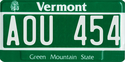 VT license plate AOU454