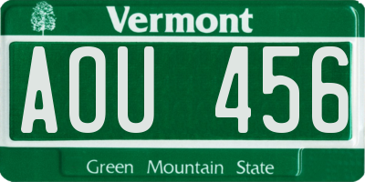 VT license plate AOU456