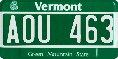 VT license plate AOU463