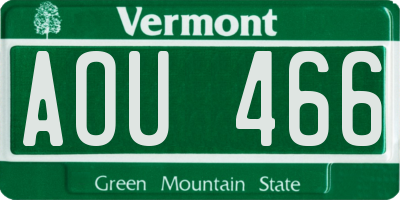 VT license plate AOU466