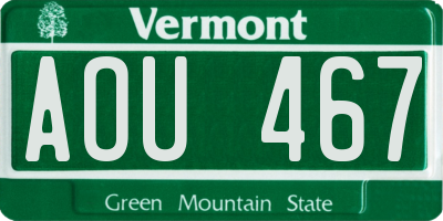 VT license plate AOU467