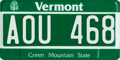 VT license plate AOU468