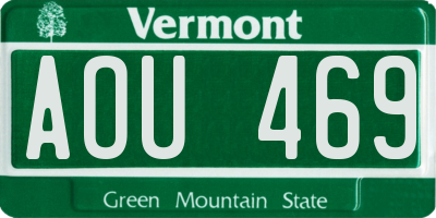 VT license plate AOU469