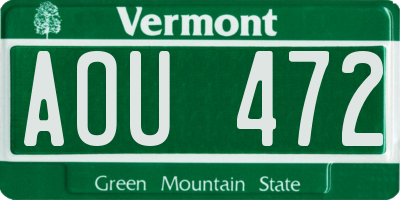 VT license plate AOU472