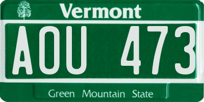 VT license plate AOU473