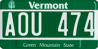 VT license plate AOU474