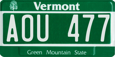 VT license plate AOU477
