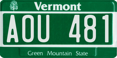 VT license plate AOU481