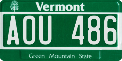 VT license plate AOU486