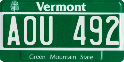 VT license plate AOU492